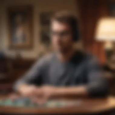 A serene listener enjoying an audiobook in a cozy setting