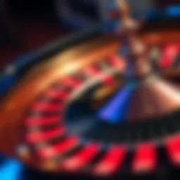 Close-up of an online roulette wheel with digital interface