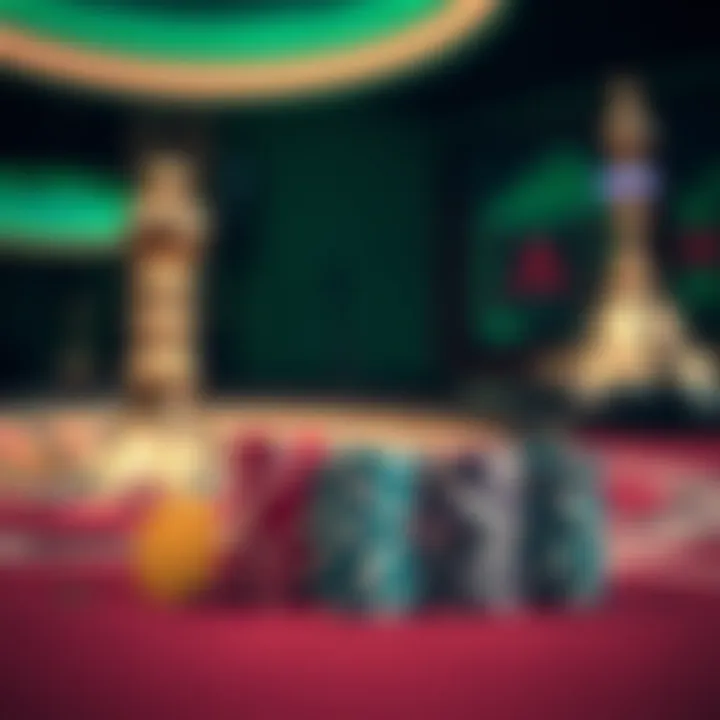 An assortment of roulette chips in varying colors stacked strategically on a betting table.