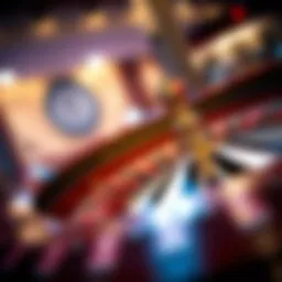 A close-up view of a roulette wheel in motion, highlighting the spinning action and vibrant colors.