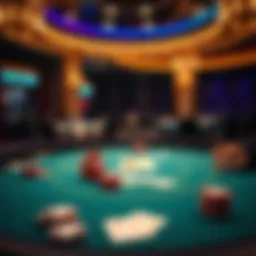 A virtual poker table with cards and chips displayed