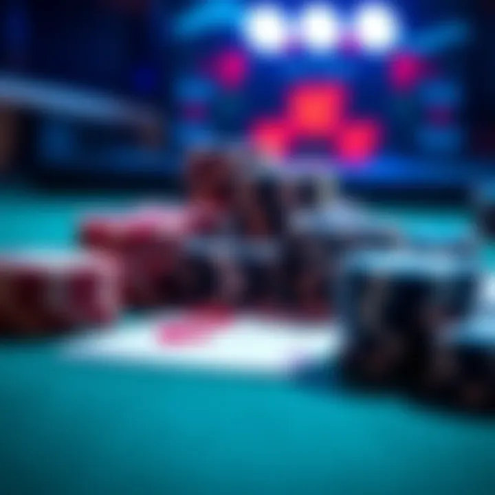 A close-up of a deck of cards and poker chips representing an immersive poker experience online.