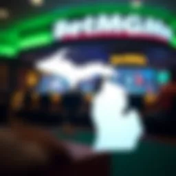 Visual representation of BetMGM logo with Michigan state outline