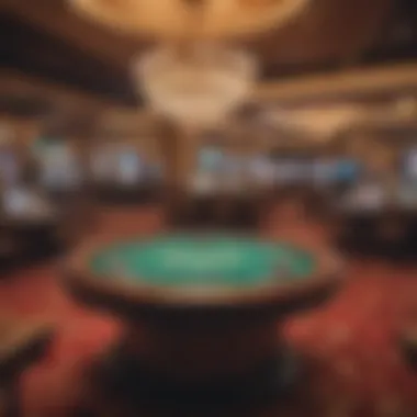 Luxurious casino floor with vibrant gaming tables