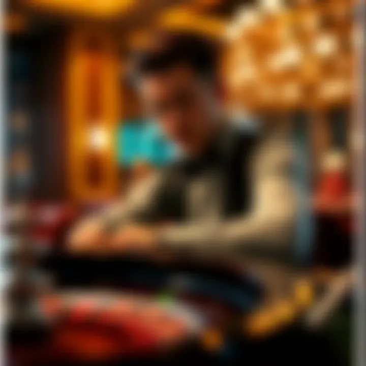 Engaged Player at Roulette An engaging player focused on the roulette table, contemplating their next move