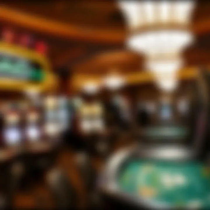 Interior of a lively casino floor with gaming tables