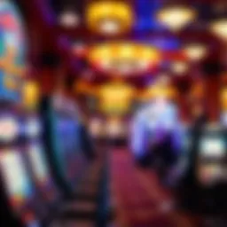 A vibrant casino floor filled with slot machines and gaming tables.