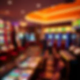 Vibrant casino scene in Wendover, showcasing colorful slot machines and gaming tables.