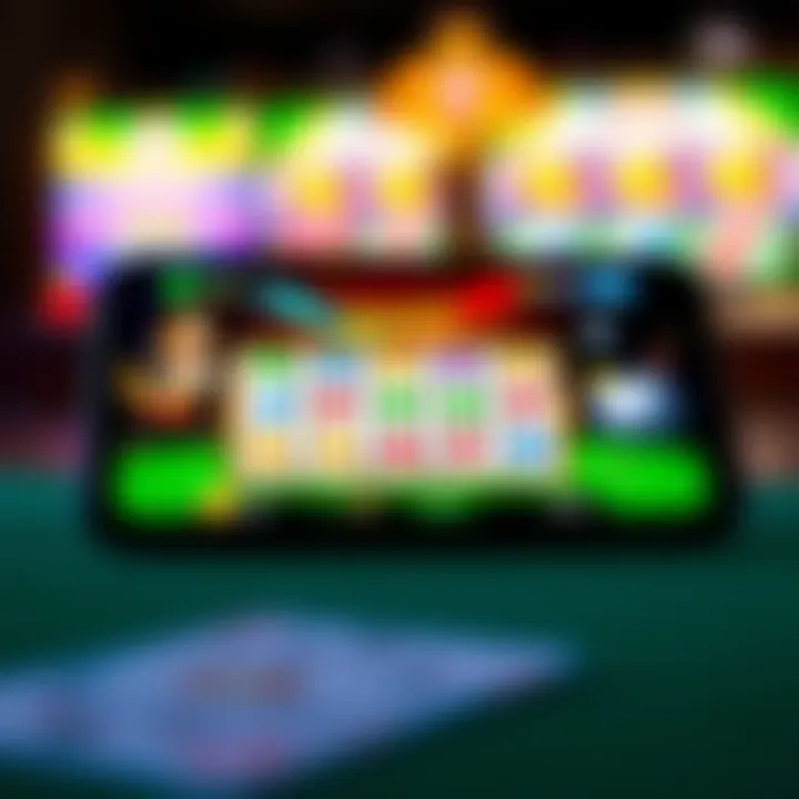 Engaging Slot Game on Smartphone A close-up view of a smartphone showcasing a slot game app