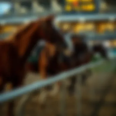 Horses preparing for a race