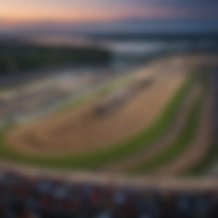 A panoramic view of the Grand Island racetrack showcasing the vibrant atmosphere.