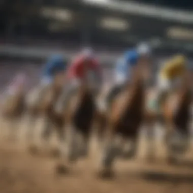 Spectators enjoying a thrilling horse racing event at the local racetrack.