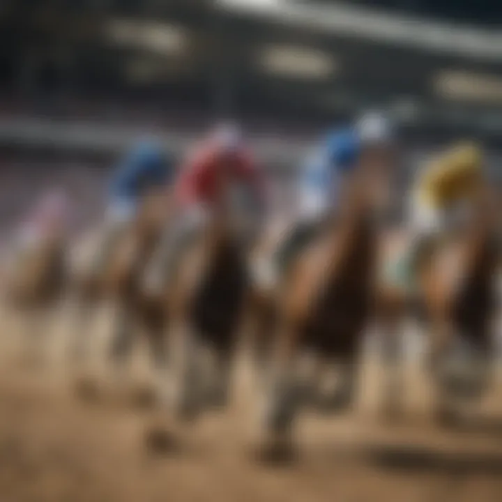 Spectators enjoying a thrilling horse racing event at the local racetrack.