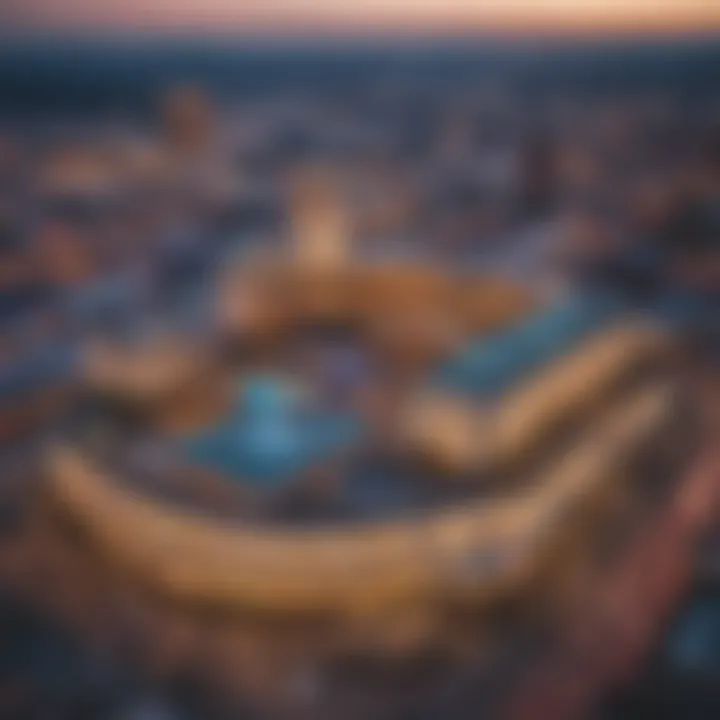 Aerial view of MGM Casino Nashville showcasing its vibrant exterior and surroundings