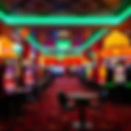 Interior view of a non-smoking casino featuring vibrant decor and gaming tables