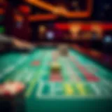 A digital representation of a craps table showcasing various betting options