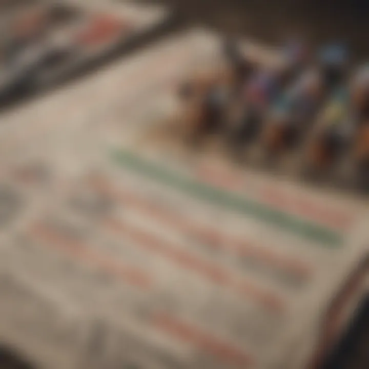 A close-up of a betting slip with various types of bets