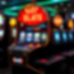 Vibrant display of a penny slot machine with bright lights