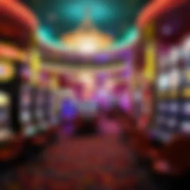Interior of the gaming area filled with vibrant slot machines and gaming tables