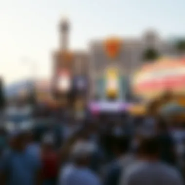 A scenic view of the Las Vegas Strip with crowds