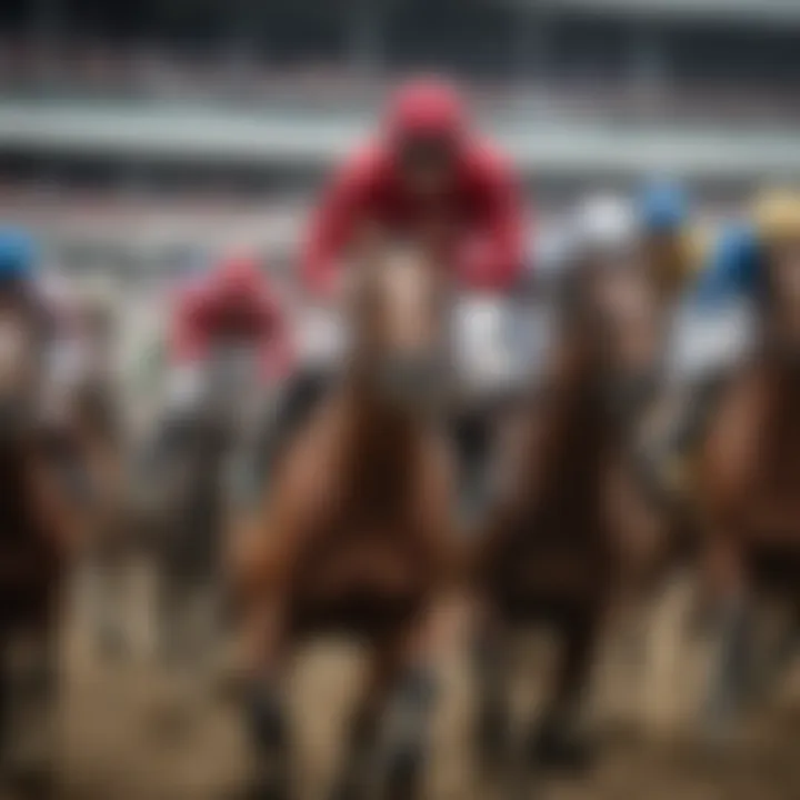 A close-up of a horse racing event showcasing the excitement of bettors