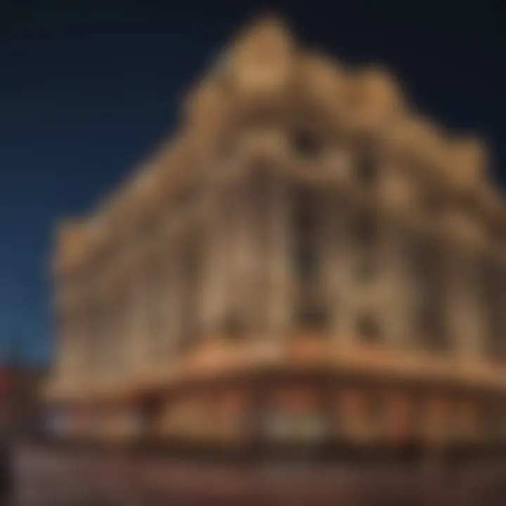 Stunning view of the Paris Las Vegas façade illuminated at night