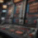 A close-up view of a video poker machine showcasing various buttons and screens.