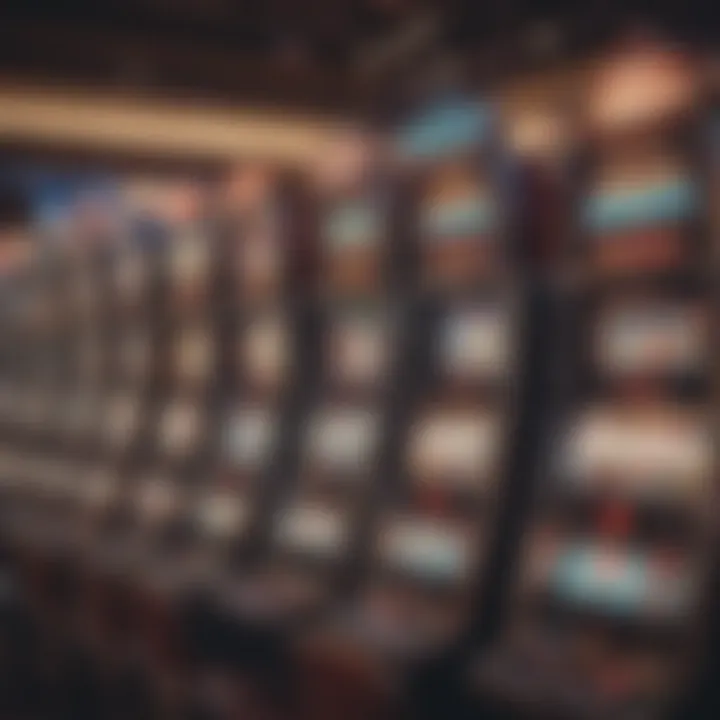 An array of different types of video poker machines displayed in a casino setting.