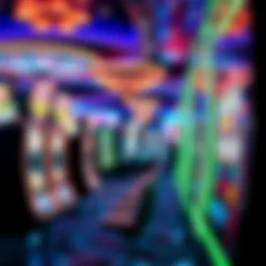 Group of slot machines in a vibrant casino