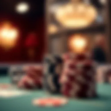 A close-up view of poker chips stacked neatly on a gaming table.