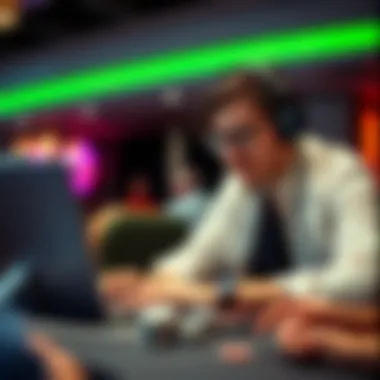 Analyzing Strategies for Success in Online Poker Player analyzing poker strategies on a laptop