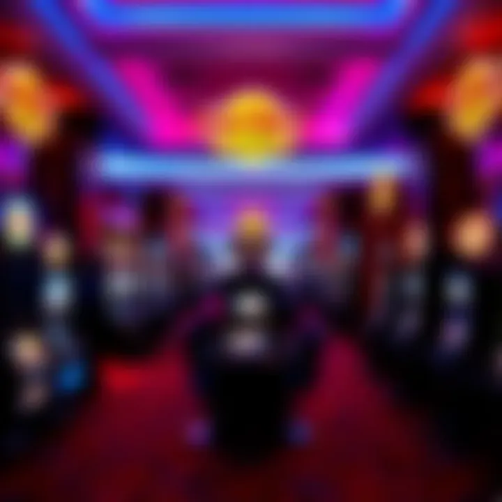 Interior gaming floor filled with slot machines and vibrant lighting