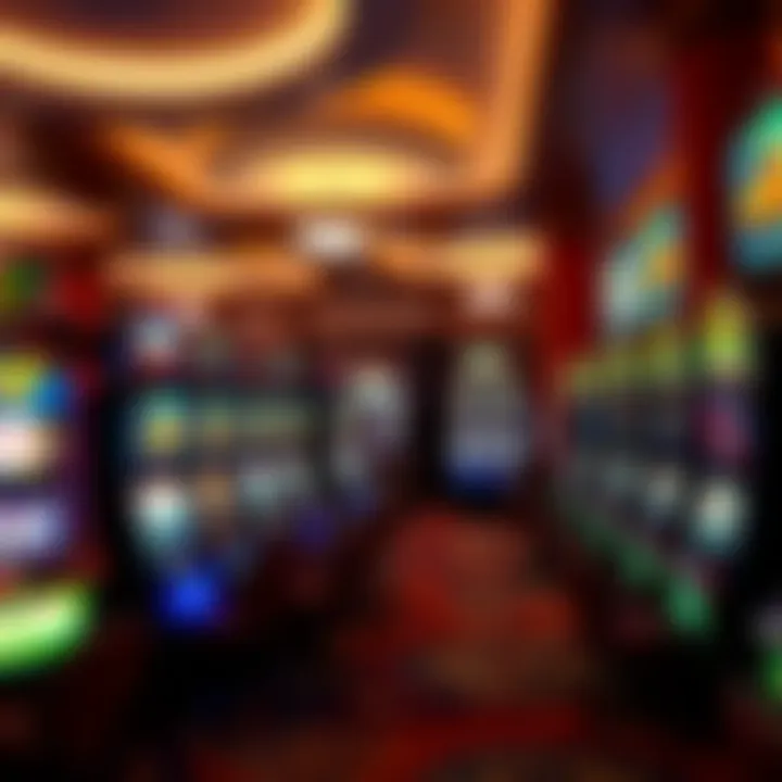 An overview of a casino floor featuring Hollywood-themed slot machines