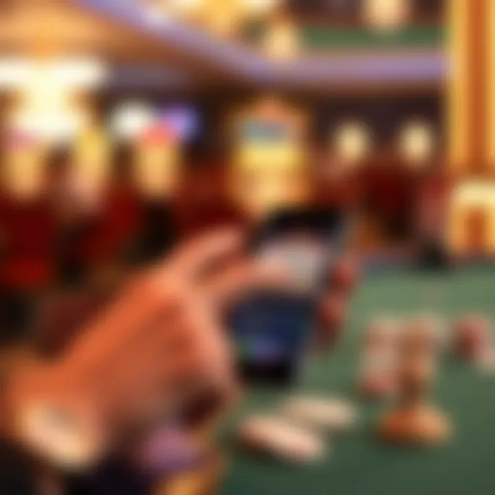 User Experience with the App User navigating the Old Vegas Slots app on a smartphone