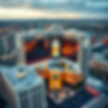 Aerial view of the Palms Casino highlighting its strategic location