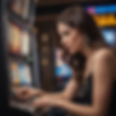 Close-up view of a player engaging with a Winstar slot machine, focused on the screen