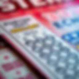 Close-up view of a scratch-off ticket revealing hidden symbols