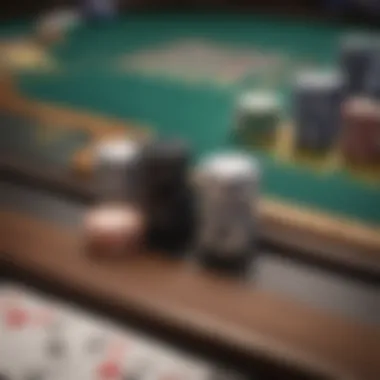 Close-up view of essential components on a Texas Hold'em table