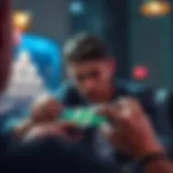 A user engaging with a card game app on a smartphone