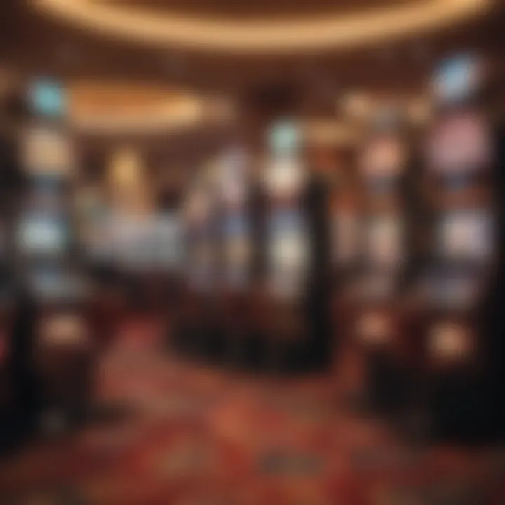 Gaming floor with vibrant slot machines