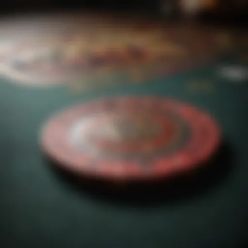 Close-up of a high-value casino chip on a felt table