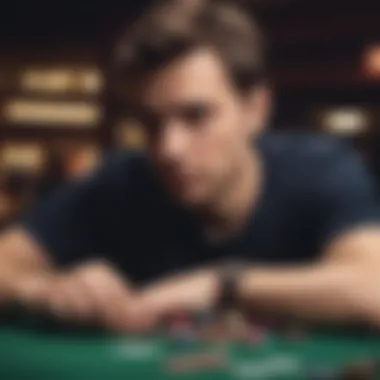 A player contemplating their next move with chips in front