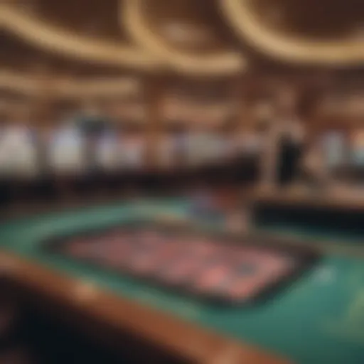 A vibrant casino floor bustling with activity.