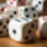 Close-up of Yahtzee dice showcasing unique faces