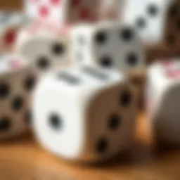 Close-up of Yahtzee dice showcasing unique faces