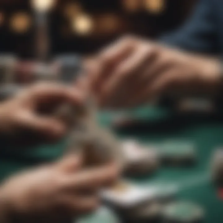 Close-up of a winning poker hand in stud poker