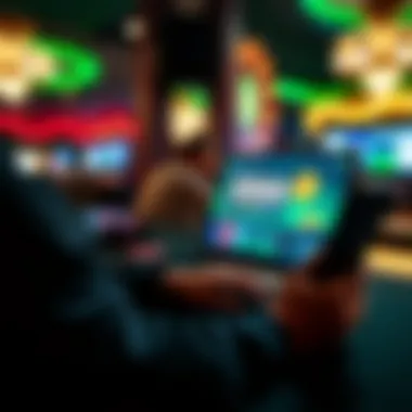 User navigating an online casino site using Skrill